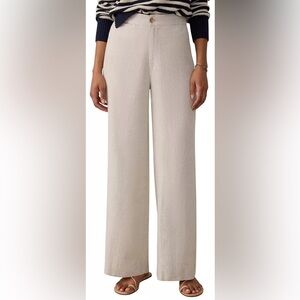 European style linen cream summer air natural cotton high rise wide leg pants✨